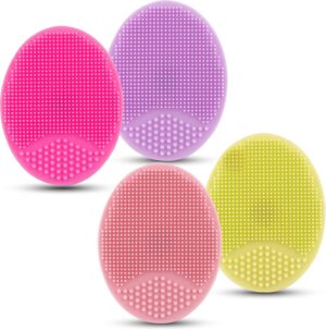 Facial Cleansing Brush Face Exfoliator Pad Silicone Face Scrubber, Mini Manual Silicone Face Scrubber Face Massager Brush Anti-Aging Skin Cleanser and Deep Exfoliator Makeup Tool for Girl Sister Women
