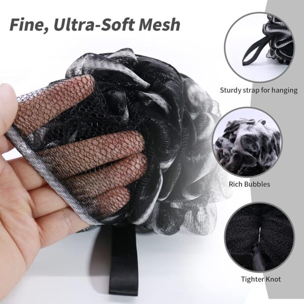 Bath Shower Pouf Large 75g XL Mesh Pouf Shower Ball Bath Loofah Sponge Pouf Body Exfoliating Bath Sponge Shower Sponge Body for Men and Women Silky and Smooth Skin Cleansing(3color)