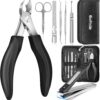Softale Toenail Clippers Set 7 Pcs Ultra Sharp Curved Blade with Easy Grip Rubber Handle, Podiatrist Large Toe Nails Clippers for Thick & Ingrown Toenails, Premium Nail Treatment Tool Toenail Scissors
