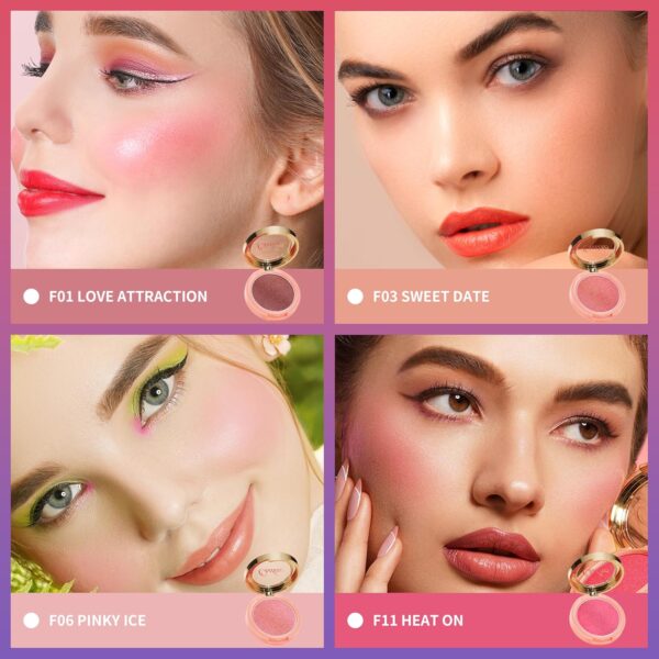 Oulac Pink Luminous Blusher for Cheek Women|Pink Sliver Refletive Glow Highlighter Blushers|Blendable Blusher|Natural Stunning Look|Makeup Vegan Cruelty Free|(F06) Pinky Ice 4.8g