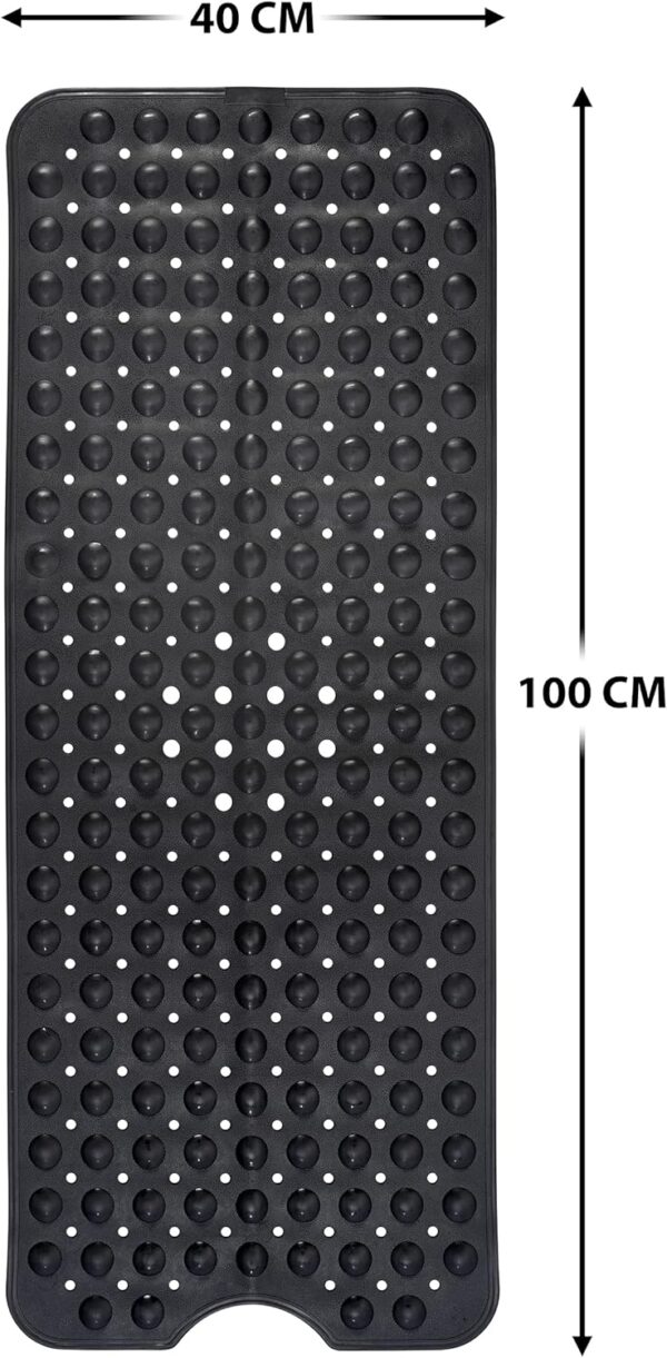 Bathtub Mat Non Slip – 100 x 40 CM Non Slip Bath Mat – Easy Clean Non Slip Shower Mats – Sturdy Suction Cup Attaching – Comfortable for Feet – Draining Holes – Modern Design (Black)