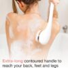JML NuYou Electric Body Brush - Battery Silicone Body Scrubber with 4 Interchangeable Heads to Cleanse, Massage and Exfoliate - Foot and Back Scrubbers for use in Shower and Bath with Long Handle