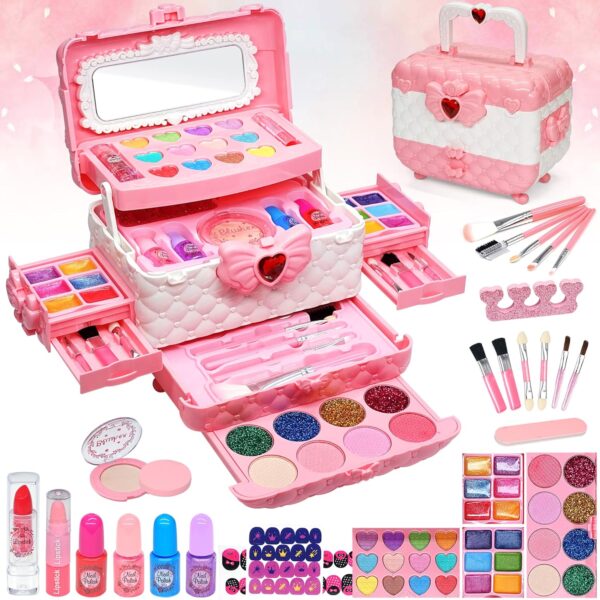 EVACOK Kids Makeup Sets For Girls - Children Makeup Sets For Girls Washable Make Up Set, Childrens Princess Play Games Toys Presents, Little Girl Birthday Gifts Set For Age4-12 Year Old (EVACOK-11)