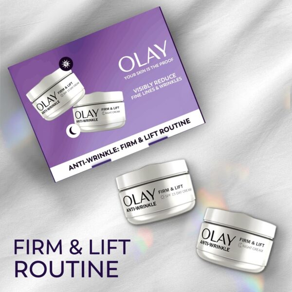 81d3zC4MaJL._AC_SL1500_.jpg Olay Anti-Wrinkle Firm & Lift Giftset: SPF15 Day Face Cream 50ml + Night Cream Moisturiser 50ml, Anti-Ageing Skin Care