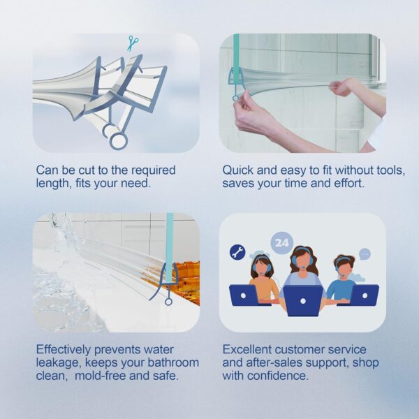 HNNHOME Pre Curve Rubber Plastic Bath Shower Screen Seal Strip for 4-6mm Glass Door Curved 5-10mm Gap (Curved)