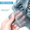 VANZAVANZU Bath Loofah Large 80g Shower Sponge Body Scrubber Mesh Pouf for Men and Women, Set of 4 (Blue Gray)