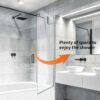 VeeBath Bath Screen Pivot Bath Shower Tempered Glass Screen Reversible Door Panel - 800 x 1400mm, Jade Round