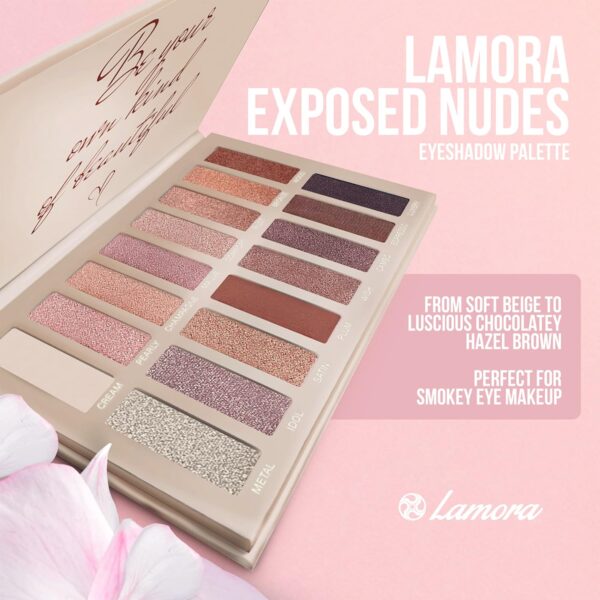 Best Pro Eyeshadow Palette Makeup - Matte + Shimmer 16 Colors - Highly Pigmented - Professional Nudes Warm Natural Bronze Neutral Smoky Cosmetic Eye Shadows - Lamora Exposed
