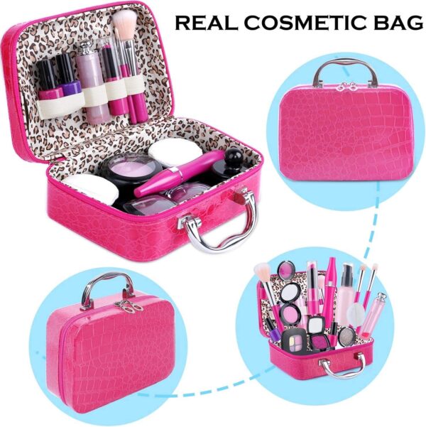 Pretend Play Makeup Kit for Girls, Kids Pretend Makeup Set with Cosmetic Bag for Birthday, Christmas
