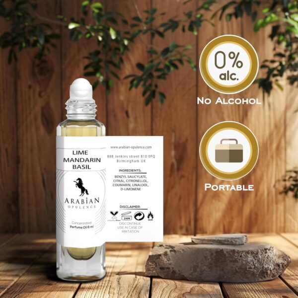 Arabian Opulence FR187 LIME, MANDARIN AND BASIL Roll-on Perfume Oil | Concentrated Fragrance Body Oil | Long Lasting Oil Based Perfume for Unisex | Alcohol-Free Travel Size Bottle (6ml)
