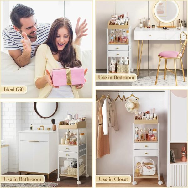 Makeup Organiser, Make Up Organiser and Storage with Drawers Floor Skincare Organiser Vanity Desk Cosmetics Organiser Display Perfume Organiser for Skin Care Nail Polish Perfume Makeup Brush Hair Tool