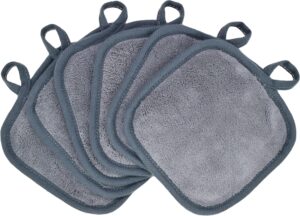 BloomSesame Makeup Remover Cloths for Face, Eye, Lips - Reusable Makeup Remover Pads Soft Microfiber Facial Cleansing Cloths 5 x 5 inch 6 Pack (Gray)