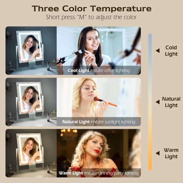 LuxeVue Vanity Mirror with Lights, 25 x 30cm LED Makeup Mirror, Lighted Makeup mirror with Dimmable 3 Modes, Smart Touch Control,360°Rotation,Gifts for Girls/Women (White)