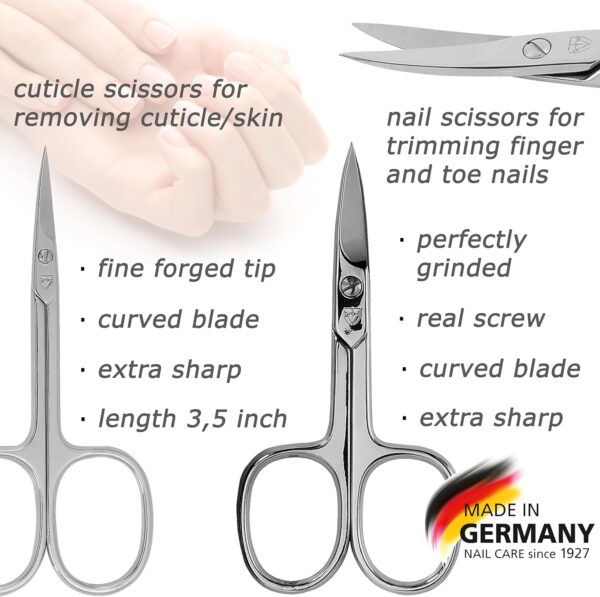 3 Swords Germany - brand quality 8 piece manicure pedicure grooming kit set for professional finger & toe nail care scissors clipper fashion leather case in gift box, Made by 3 Swords (6622)