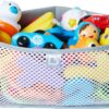 Munchkin High'n Dry Baby Bath Toy Storage Basket| Hanging Bath Tidy for Corner Bath Wall| Soft Baby Bath Caddy & Bath Organiser Rack| Shower & Bath Toy Holder| Bathroom Toy Net with Suction Cups