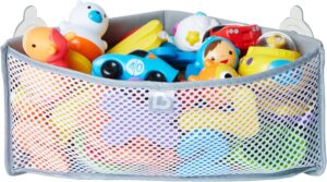 Munchkin High'n Dry Baby Bath Toy Storage Basket| Hanging Bath Tidy for Corner Bath Wall| Soft Baby Bath Caddy & Bath Organiser Rack| Shower & Bath Toy Holder| Bathroom Toy Net with Suction Cups