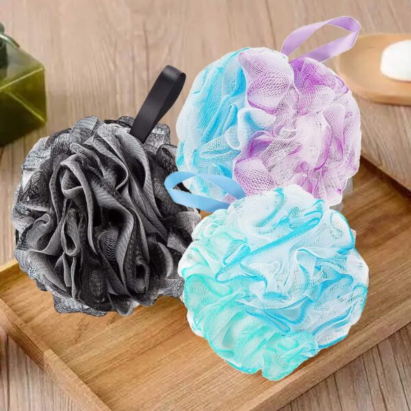 Bath Shower Pouf Large 75g XL Mesh Pouf Shower Ball Bath Loofah Sponge Pouf Body Exfoliating Bath Sponge Shower Sponge Body for Men and Women Silky and Smooth Skin Cleansing(3color)