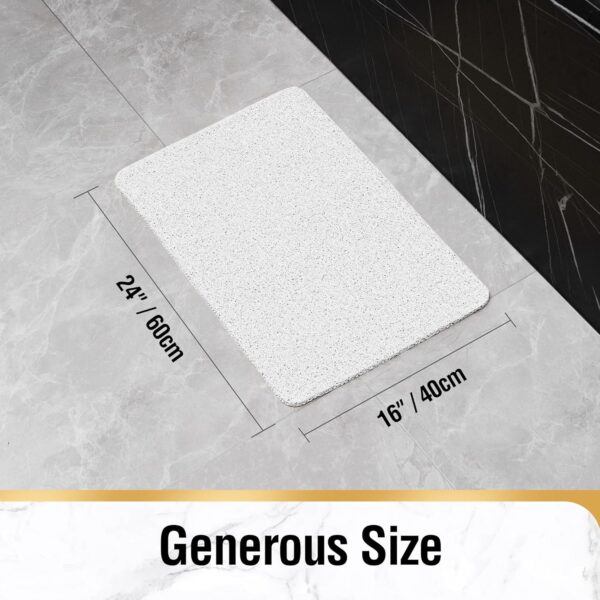 HITSLAM Shower mat Non Slip, 60 x 40 CM Non Slip Bath Mat with Drain, Soft PVC Loofah Shower Bath Mat for Tub, Quick Drying Shower Mat for Bathroom, White