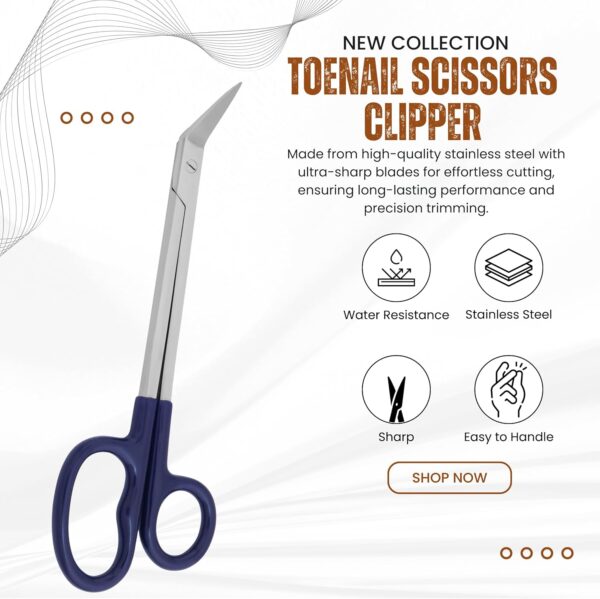 ASM® Extra Long Toe Nail Scissors Clipper Cutters for Thick Nail Arthritis Manicure Pedicure Chiropody Podiatry 7"-7.5" Nail Scissor & Nail File Set for Senior Men and Women Set for Nail Care
