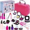 Pretend Play Makeup Kit for Girls, Kids Pretend Makeup Set with Cosmetic Bag for Birthday, Christmas