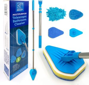 Bathroom Tile Cleaner Telescopic Shower Mop Extendable Bath Cleaning Scrubber Tool (New Telescopic Bathroom Cleaning Kit)