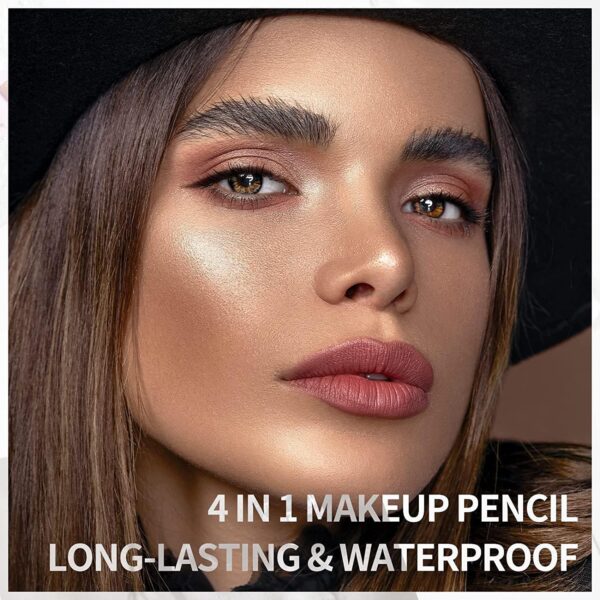 Beauty Searcher 4-in-1 Makeup Pen, Eye Liner, Brow Liner, Lip Liner, & Highlighter Pen, Waterproof All in One Makeup Pen Eye Long-Lasting 4 Color Multi-function Makeup Beauty Pencil