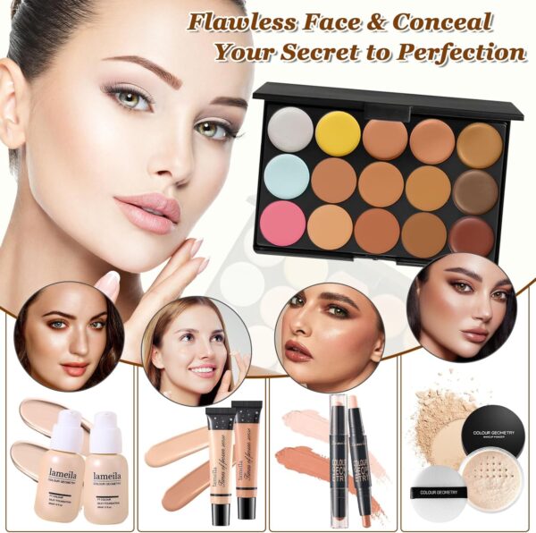 Muiefe Makeup Set, All in One Make Up Starter Kit, Cosmetic Makeup Bundle Include Eyeshadow Palette Foundation Lip Gloss Concealer Eyeliner Mascara, Makeup Gift Sets for Women & Teenage Girls