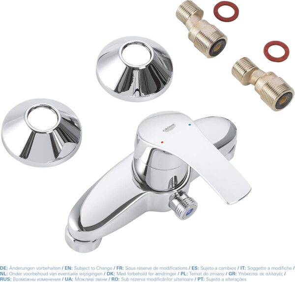 GROHE Eurosmart Single-Lever Shower Mixer, Wall Mounted, Water-Saving Tap with Chrome Finish. 32172002