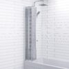 Luxura® 4 Panel 1400 x 1000mm Chrome Over Bath Shower Screen Folding Hinged Door Glass Panels & Screens for Baths, 4mm Toughened Safety Glass, 180° Pivot Swing, Reversible