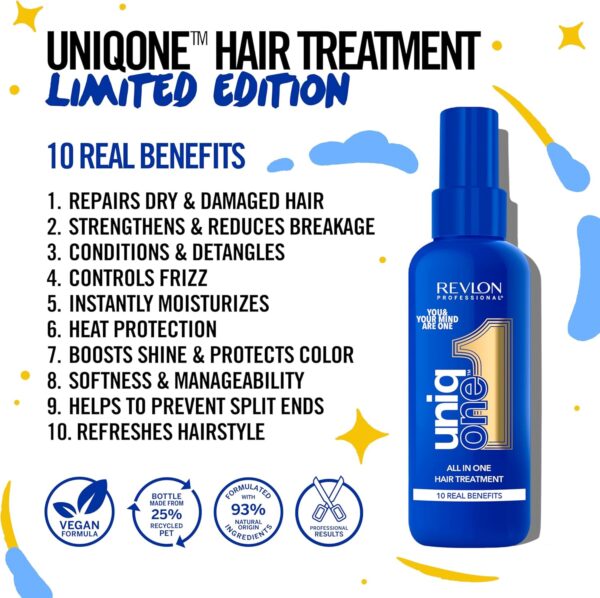 UniqOne Revlon Hair Treatment - Relaxing Fragrance Leave-in Professional Multi-benefit Hair Treatment - Repair, Detangle, Control Frizz & Style – Vanilla & Jasmine - 150 ml ​