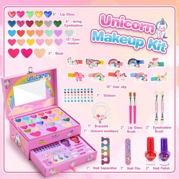 Unicorn Gifts for Girls 4 5 6 7 Year Old , Kids Makeup Sets for Girls Pretend Makeup Sets for Girls Unicorn Toys for Girls Age 4 5 6 7 Princess Toys Kids Birthday for 3-9 Year Old Girls