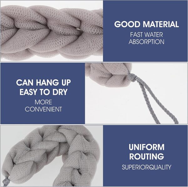81mPAH8wzML._AC_SL1500_.jpg Sibba 1 PC Back Scrubber Shower Body Wash Sponge Loofah Bath Large Long Extended Puffs Stick Exfoliating Washing Removable Head Exfoliate Set Pack Mitts Soft Mesh Stretch Braided Strips Brush