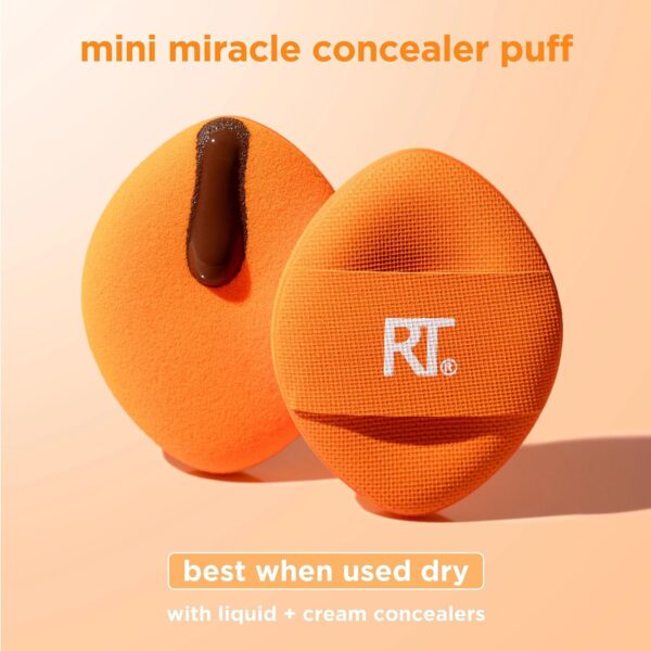 Real Techniques Mini Miracle Concealer Puff Trio, Small Makeup Puff For Liquid and Cream Foundation and Concealer, Targeted Concealing, Travel Friendly and Reusable, Vegan and Cruelty Free, 3 Count