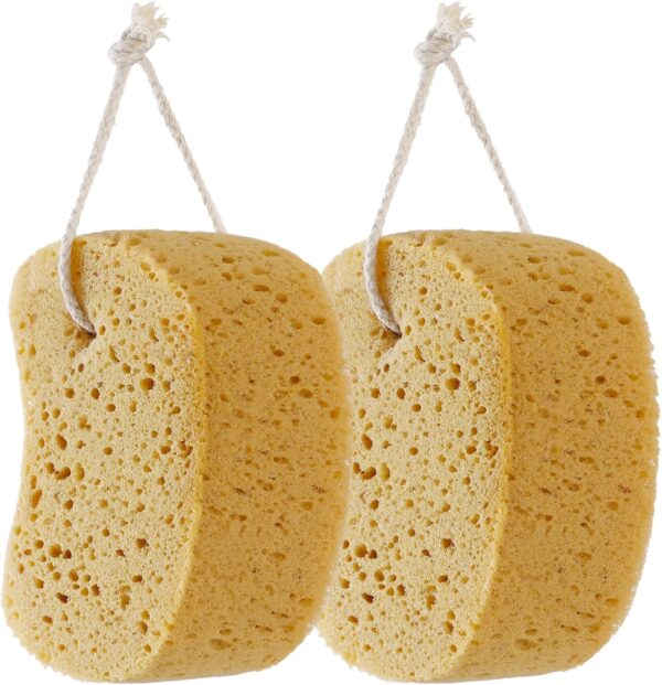 Azymi Shower Sponge, Exfoliating Bath Sponges for Adults, 2Pcs Body Scrub Sponge Dense Foam for Gentle & Deep Cleansing, Ultra-Soft for Sensitive Dry Skin