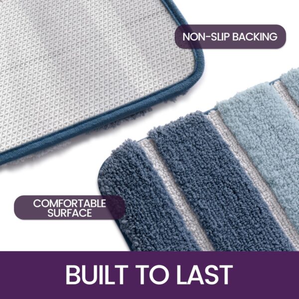 DEXI Bath Mat 50 x 80 cm, Extra Soft Absorbent Microfiber, Non-Slip Washable Rugs for Shower Floor, Bathmat Bathroom Accessories Decor, Blue