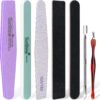 7 Pcs Nail File Set, Nail Files Professional, Nail Files 100/180 Grit, Nail File and Buffer Set, Acrylic Nail File, Nail Polish Gel Remover Tools Kit, with Cuticle Pusher and Cuticle Remover