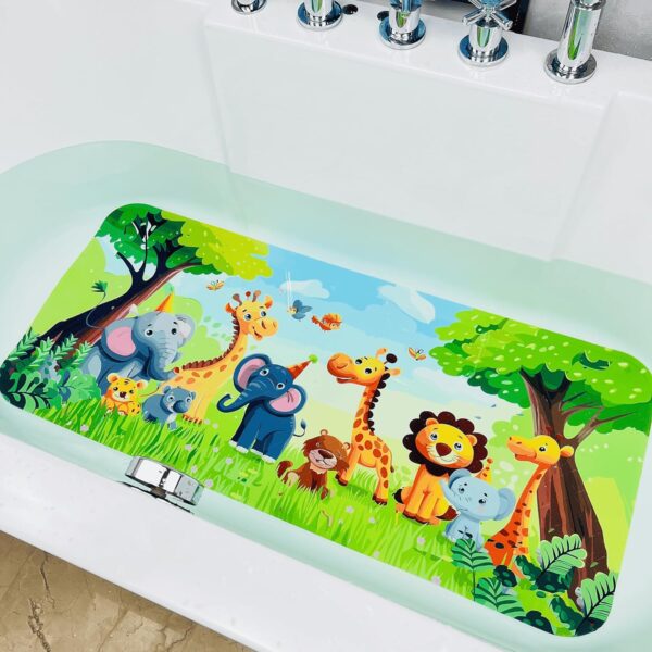 Non-Slip Bath Mat for Toddlers, Cartoon Anti-Slip Bathtub Mat, Safe and Fun Kids Tub Mat, Baby Shower Mat with Cute Design,Perfect for Bathtubs, Showers and Bathroom (Jungle Animals)