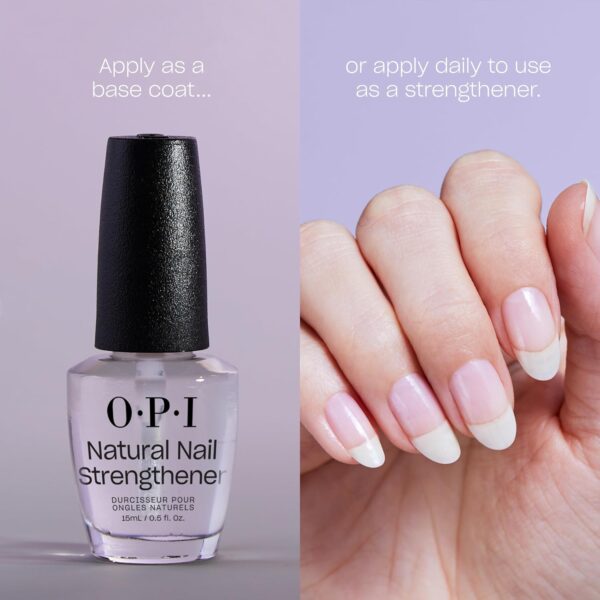 OPI Nail Polish A Natural Nail Base Coat, Daily Nail Strengthener and Base Coat Against Nail Discolouration, For Thin, Weak and Damaged Nails, Clear Nail Polish 15ml