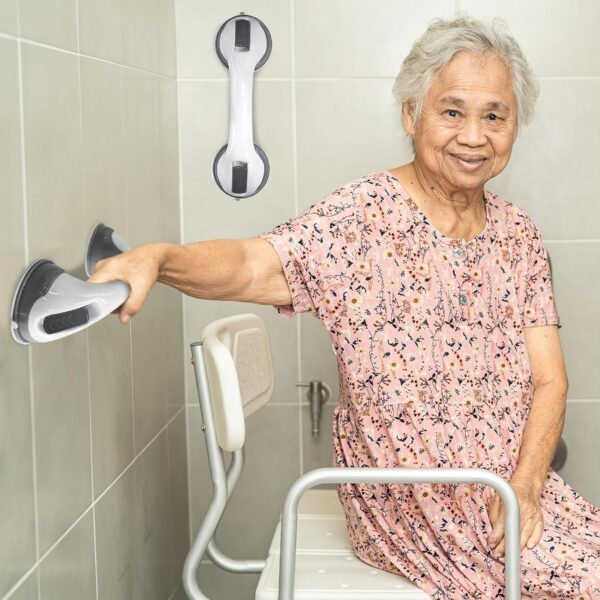 2 X Support Grab Handle - Suitable for Bath & Shower | Use As A Disability Aid, Safety Grip Rail with Suction Cup Fitting | Mobile Bathroom Support for Elderly, Children, No Fixings Needed, Anti Slip