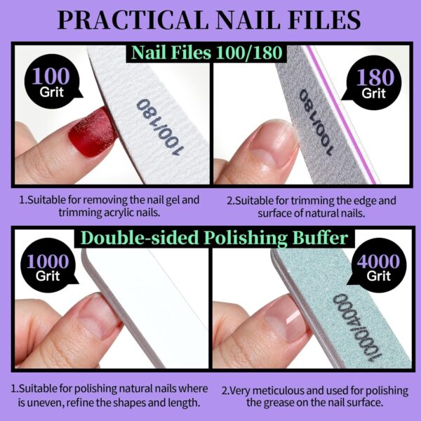 12 Pcs Nail Files & Buffer Block Set, FANDAMEI Cuticle Nippers with 100/180 Emery Boards Nail Buffer Kit Cuticle Pusher Toenail Lifter Cuticle Peeler Scraper Nail Brush for Manicure & Pedicure Tools