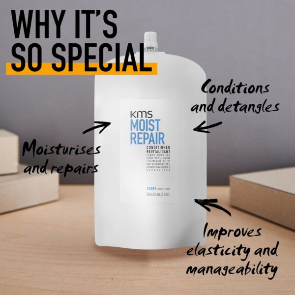 KMS MoistRepair Conditioner Pouch, 750ml for dry, damaged hair
