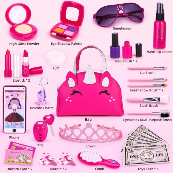 Kids Makeup Sets for Girls, Own1one Pretend Makeup Sets for Girls, Childrens Fake Make up Set, Pretend Play Makeup Gifts for Little Girls Age 3 4 5 6 7 8 9 Year Old (30 Pack)