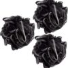DDUP loofah,Shower Puff,Bath Loofah,Body Brush, Mesh Sponge, Mens Shower loofah,Exfoliating Bath Scrunchie for Women and Men, Soft Body Scrubber Bath Sponge 3pcs（Black Colour）