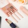 Dimeho 2 Set Travel Makeup Brushes Set, 4 in 1 Portable Travel Lip Brush Mini Cute Makeup Brush Retractable Professional Foundation Blending Powder Eye Shadow Brush Facial Cosmetic Brush Set