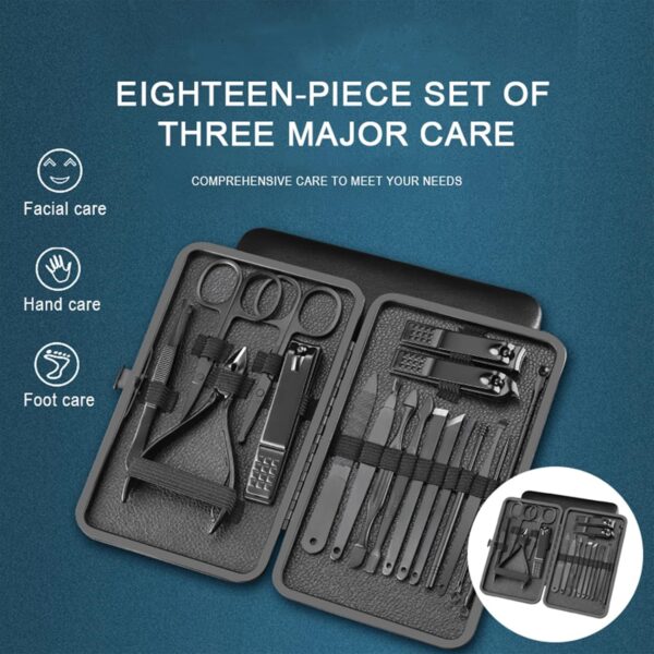 Manicure Set 18pcs Stainless Steel Nail Clippers Set Cuticle Remover Cutter Trimming Grooming Tools Manicure & Pedicure Set Accessories for Women & Men