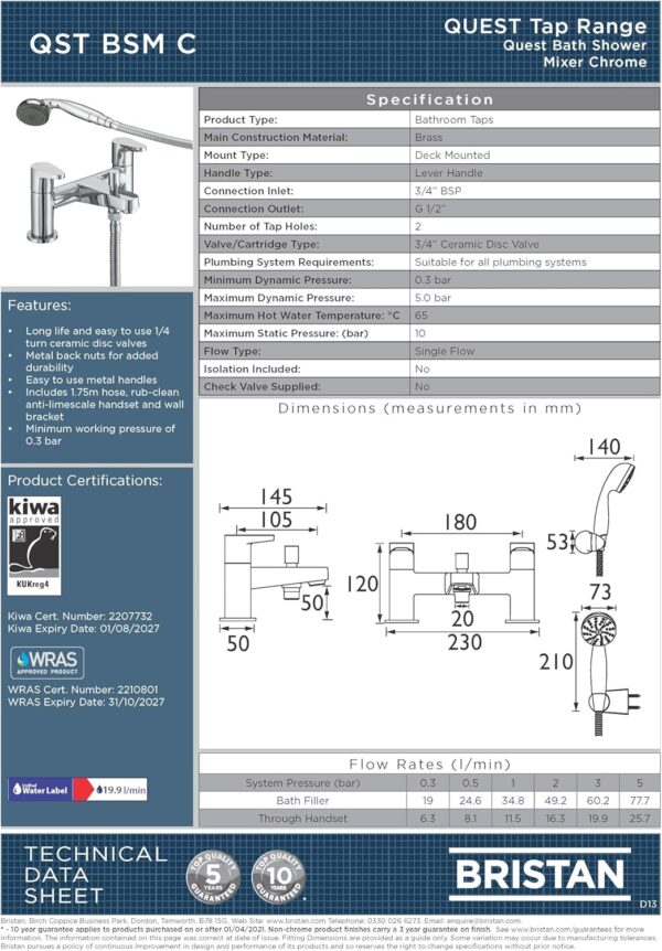 81pTcLSnIbL._AC_SL1500_.jpg Bristan QST BSM C Chrome Plated Quest Bath Shower Mixer