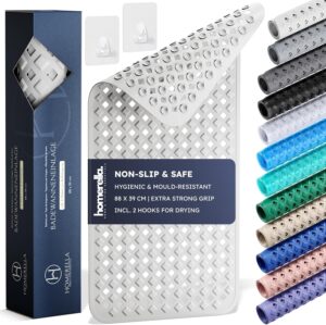 Homerella Bath Mat Non-Slip Skin Sensitive 88 x 39 cm Including Hanging | Non Slip Bath Mat BPA Free | Shower Mat Mould Resistant & Machine Washable