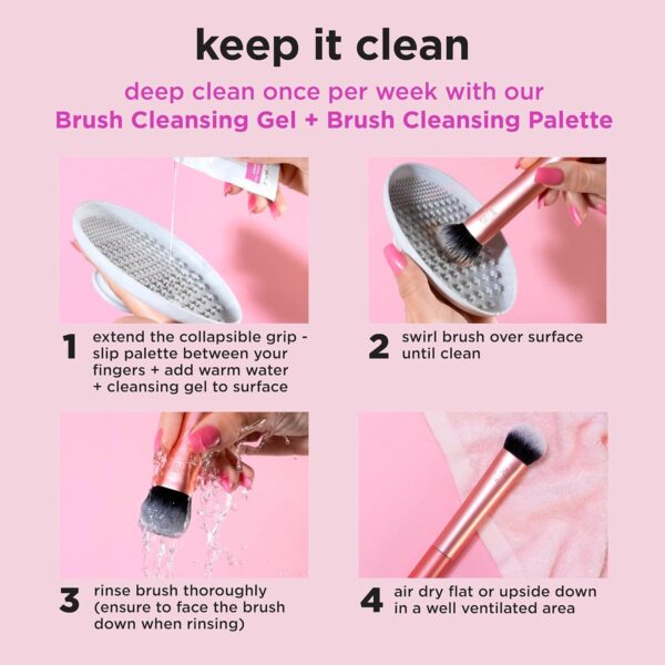 Real Techniques Face Base Makeup Brush Kit, For Concealer, Foundation, & Contour, Works With Liquid, Cream & Powder Products, Staples For Blending & Buffing, 4 Piece Set