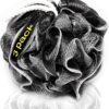 XXL 90g Charcoal Shower Loofah 3 Pack by Tilcare - Perfect Bath Sponge for Exfoliating for Men & Women - Body Scrubber Brush for Cleansing and Smooth Skin - Scrubbies That Remove Excess Oil and Dirt