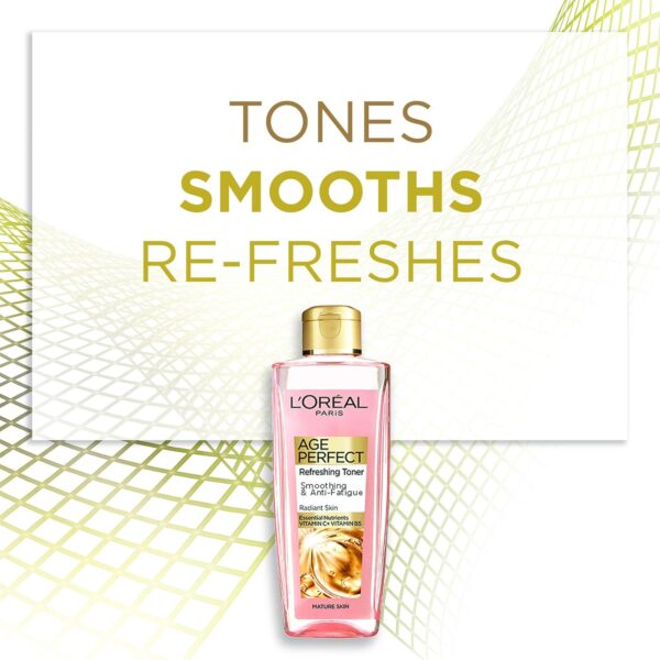 L'Oreal Paris Age Perfect Smoothing and Anti Fatigue Vitamin C Refreshing Toner, Black, 200 ml (Pack of 1)